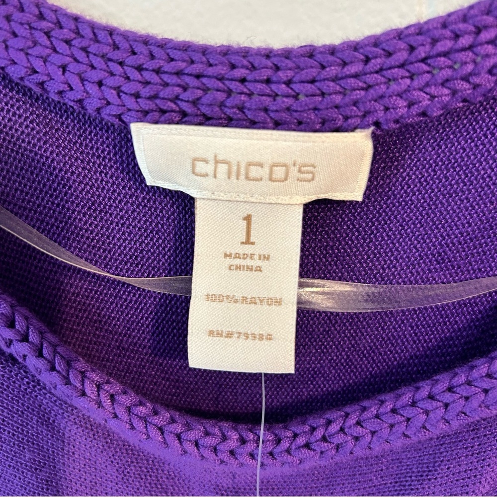 Women‎ Chico’s size 1 Purple Women's Top cold shoulder, short sleeve lightweight - Picture 8 of 8